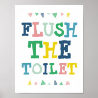 Cute Colorful Flush the Toilet Fun Kids Bathroom
