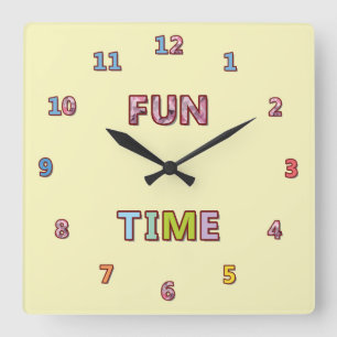 Cute & Colorful Fun Time Square Wall Clock