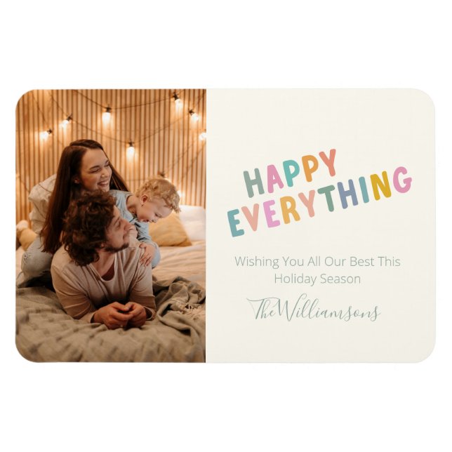 Cute Colorful Happy Everything Photo Christmas Magnet (Horizontal)