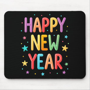 Cute Colorful Happy New Year Festive Bright Holida Mouse Pad