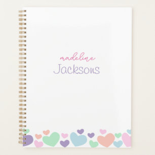 Cute Colorful Heart Purple Girly Script Planner