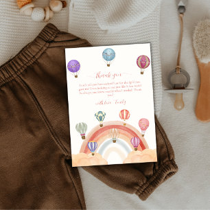 Cute Colorful Hot Air Balloon Rainbow Baby Shower  Thank You Card