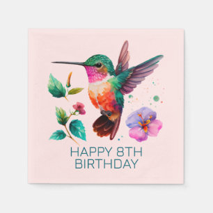 Cute Colorful Hummingbird and flowers Napkin