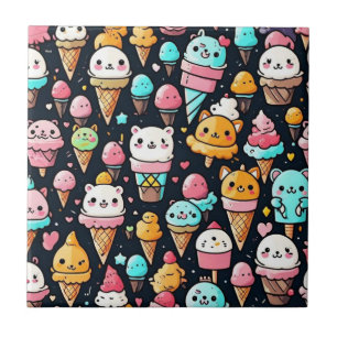 Cute colorful ice cream cones ceramic tile