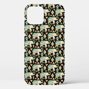 Cute colorful indian elephants pattern iPhone 12 pro case