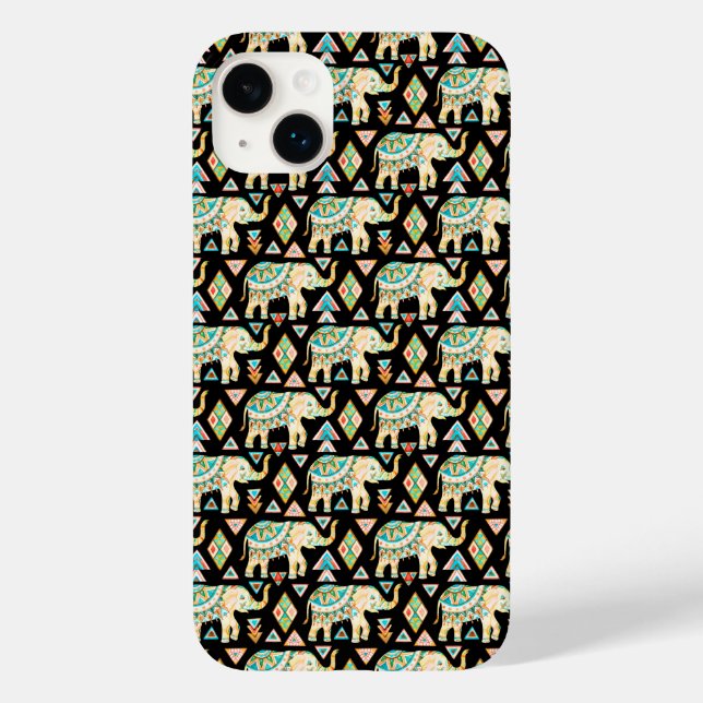 Cute colorful indian elephants pattern Case-Mate iPhone case (Back)