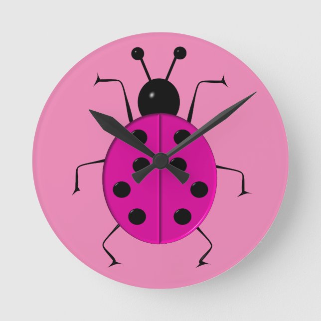 Cute colorful ladybugs ,lucky charm round clock (Front)