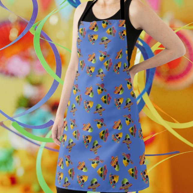 Cute Colorful Lemons Limes Sombreros Blue Apron (Perfect for Cinco de Mayo or Taco Tuesday!)