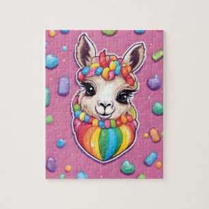 Cute colorful Llama with candies and sweets Jigsaw Puzzle