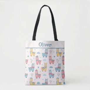 Cute Colorful Llamas with Scarves Tote Bag