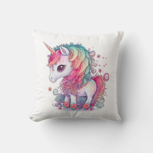 Cute Colorful Magical Creature Unicorn Artwork   Cushion