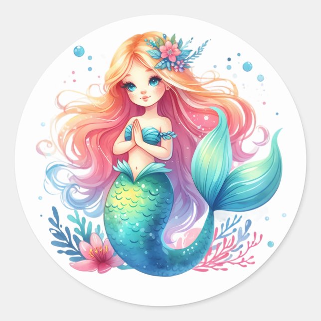 Cute Colorful Mermaid Stickers (Front)