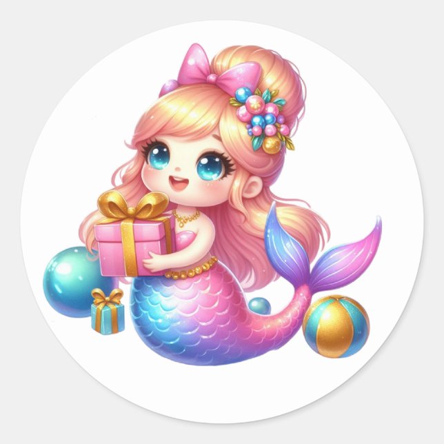 Cute Colorful Mermaid Stickers (Front)