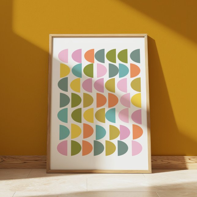 Cute Colorful Modern Geometric Shapes Retro Poster (Creator Uploaded)
