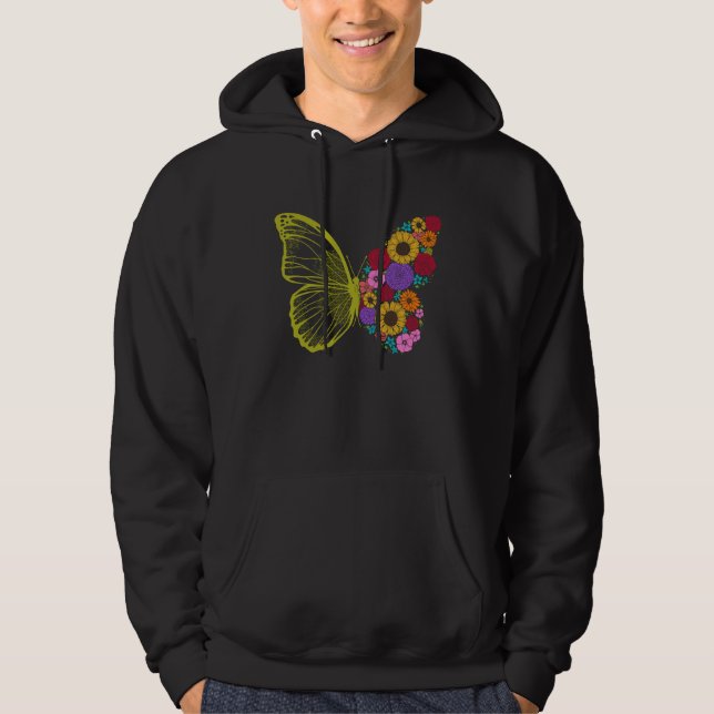 Cute Colorful Monarch Butterfly Flower  Butterflie Hoodie (Front)