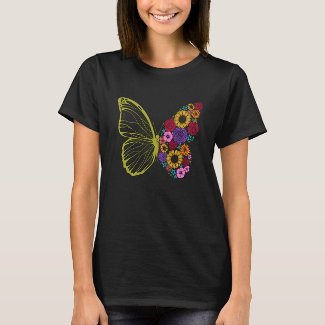 Cute Colorful Monarch Butterfly Flower Butterflies T-Shirt (Front)