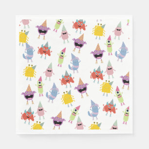 Cute Colorful Monsters Funny Kids Birthday Party Napkin