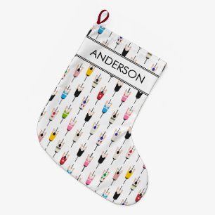 Cute Colorful National Cyclists Illustration Art Large Christmas Stocking