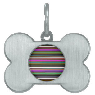 Cute colorful neon stripes pet ID tag