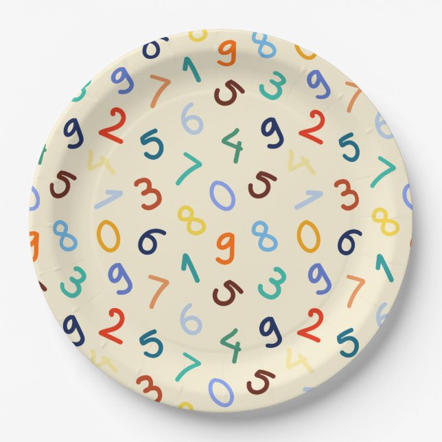 Cute Colorful Number Pattern Paper Plate (Front)