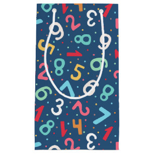 Cute Colorful Numbers Pattern Blue Kids  Small Gift Bag