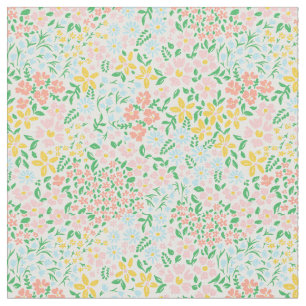 Cute Colorful Pastel Garden Flower Pattern Fabric