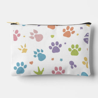 Cute Colorful Paw Prints Pattern Zipper Pouch