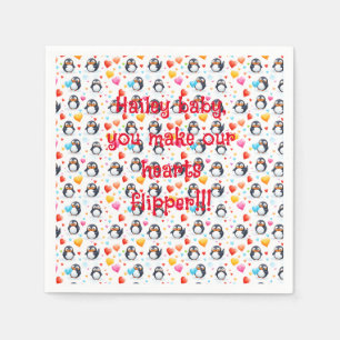 Cute & Colorful Penguin Love Napkin