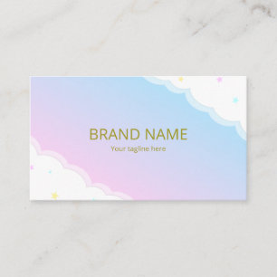Cute Colorful Pink Blue Gradient Star Cloud Patter Business Card