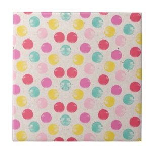 Cute Colorful Polka Dot Pattern Ceramic Tile