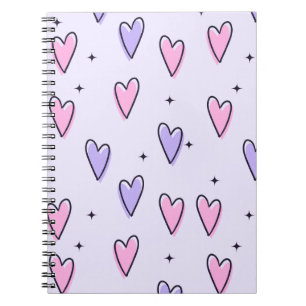 Cute Colorful Purple Pink Hearts Spiral Notebook