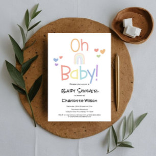Cute Colorful Rainbow Baby Shower Invitation