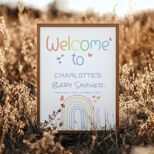 Cute Colorful Rainbow Baby Shower Welcome Sign