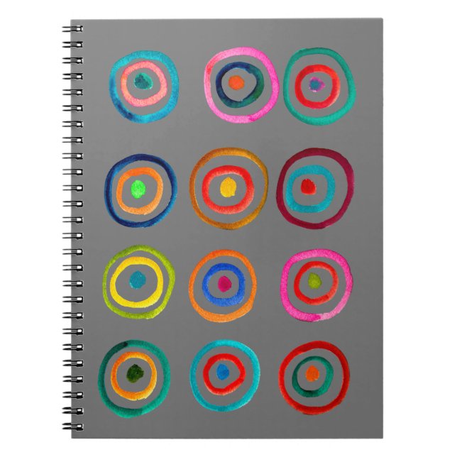 Cute colorful rainbow circles whimsical notebook (Front)
