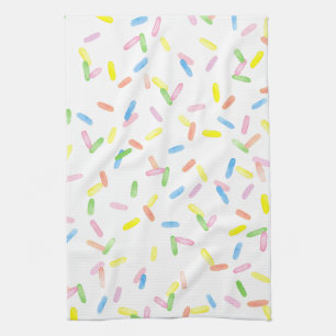 Cute colorful rainbow watercolor sprinkles fun tea towel