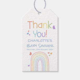 Cute Colorful Rainbow with Hearts Baby Shower Gift Tags