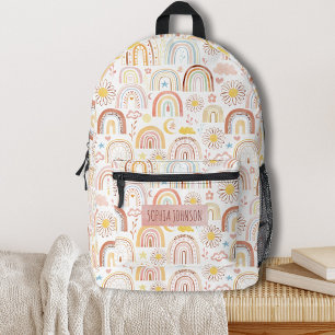 Cute Colorful Rainbows and Daisy Flowers Abstract Printed Backpack