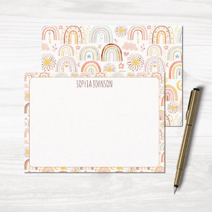 Cute Colorful Rainbows and Daisy Flowers Bookplate Card