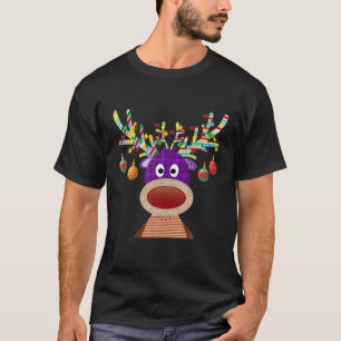 Cute Colorful Reindeer With Christmas Lights Boys T-Shirt
