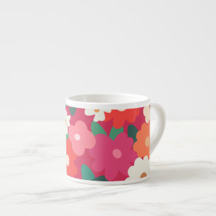 Cute Colorful Retro Florals Espresso Cup