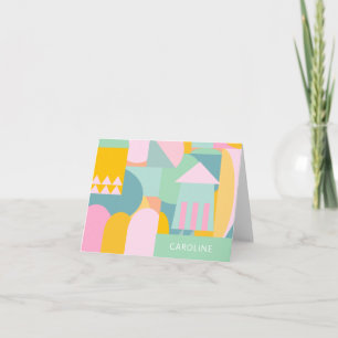 Cute Colorful Scandinavian Geometric Shape Collage Note Card