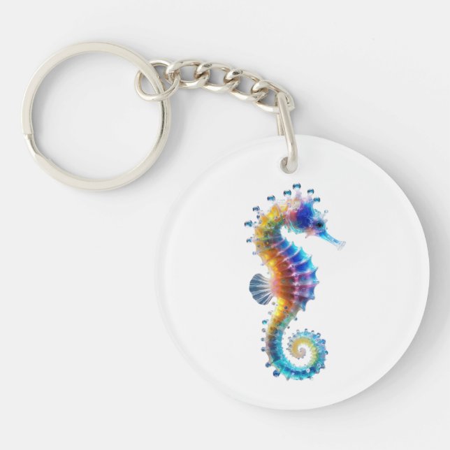 Cute Colorful Seahorses Key Ring (Front)