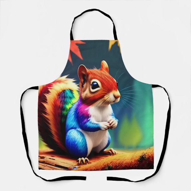 Cute Colorful Sitting Squirrel-75463 Apron (Front)