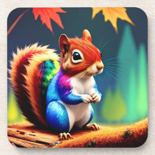 Cute Colorful Sitting Squirrel-75463 Coaster