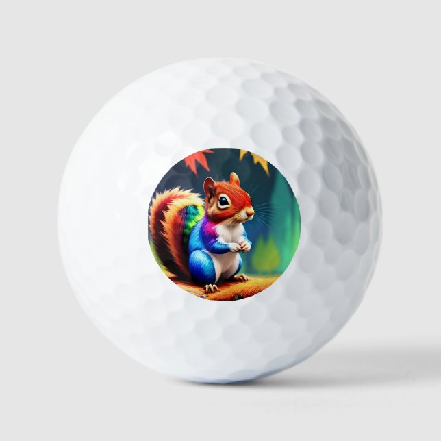 Cute Colorful Sitting Squirrel-75463 Golf Balls (Front)