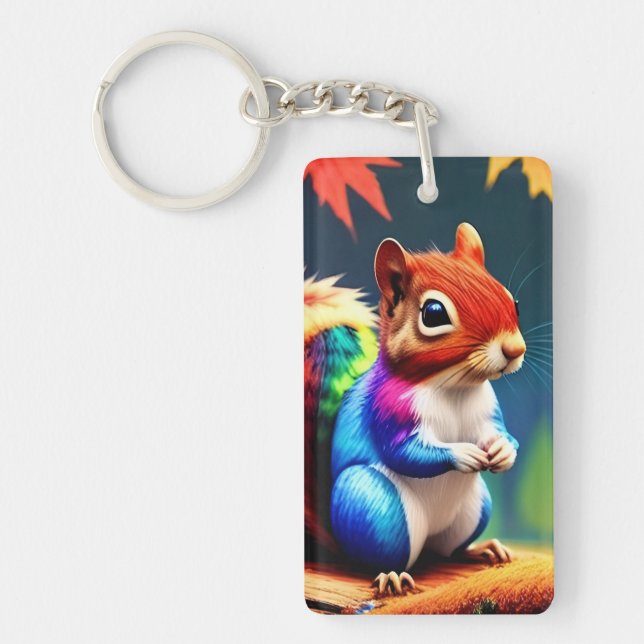 Cute Colorful Sitting Squirrel-75463 Key Ring (Front)