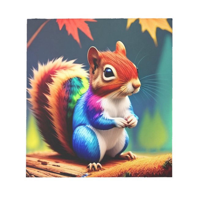 Cute Colorful Sitting Squirrel-75463 Notepad (Front)