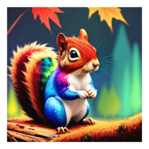Cute Colorful Sitting Squirrel-75463 Photo Print