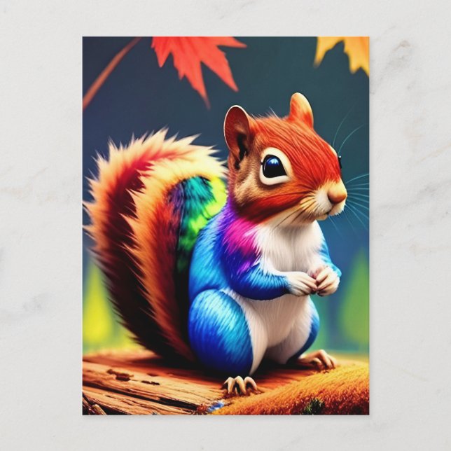 Cute Colorful Sitting Squirrel-75463 Postcard (Front)