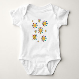 Cute Colorful Smiling Sun Illustration Baby Bodysuit